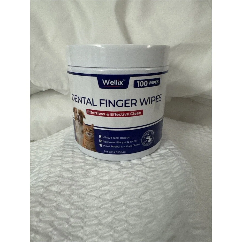 Wellix Dog Cat Dental Finger Wipes 100 Count. Pack of 1